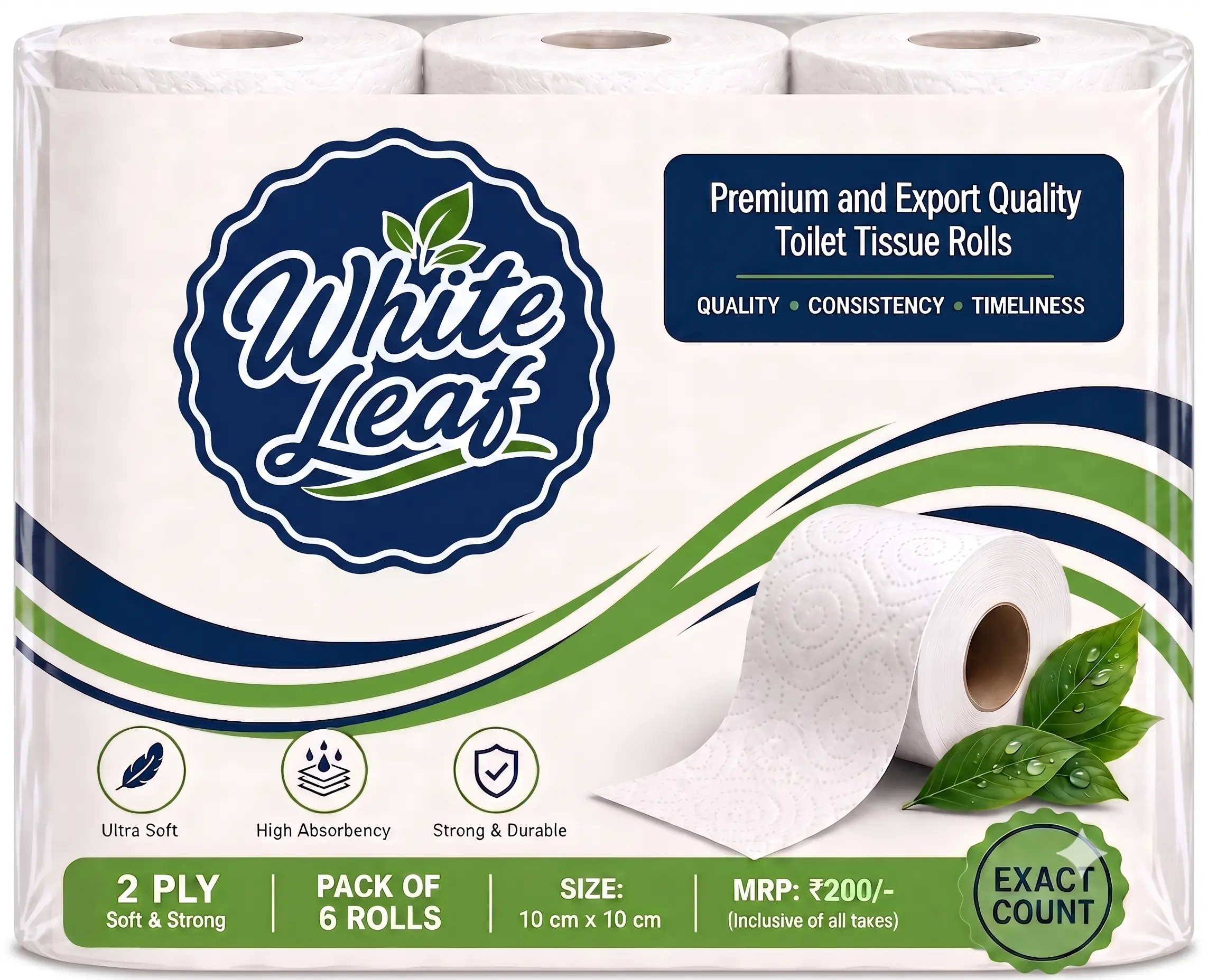 White Leaf premium toilet tissue roll pack