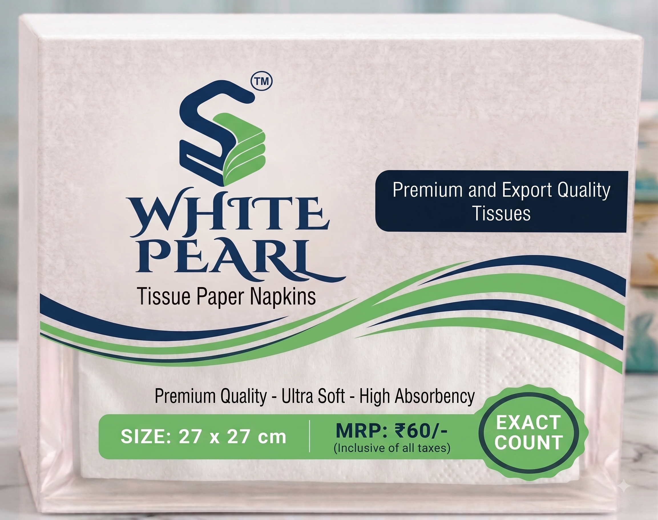 White Pearl premium tissue paper napkins box