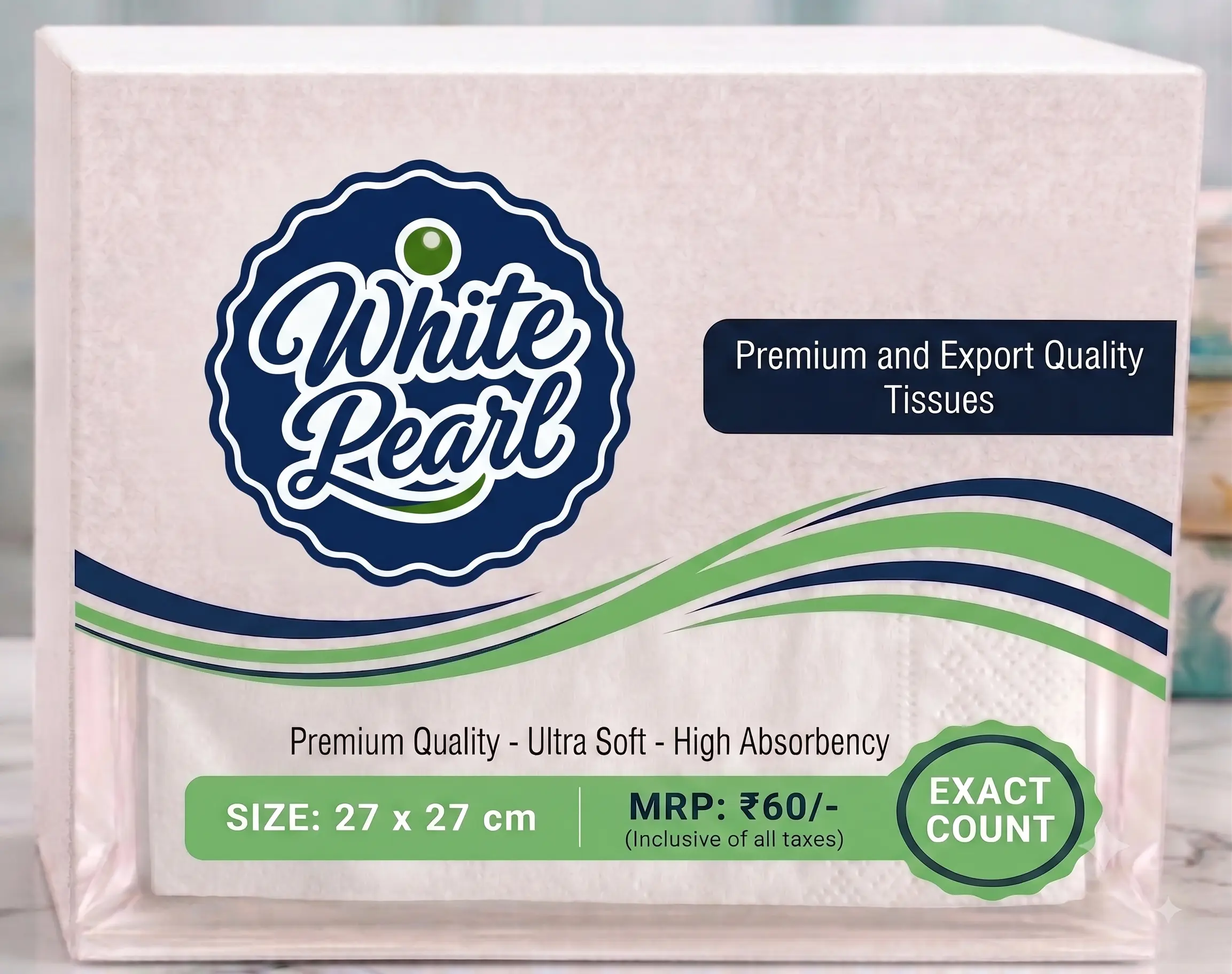 White Pearl premium tissue paper napkins box